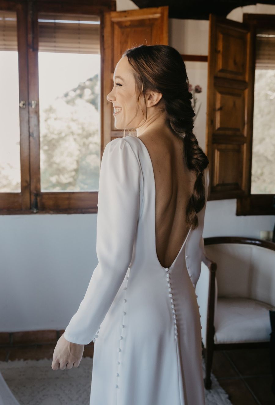 Espalda del vestido de novia con botones